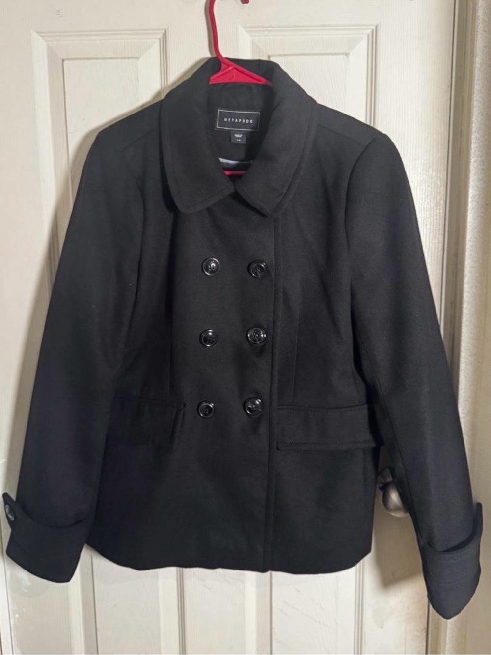 Metaphor Black Double-Breasted Pea Coat